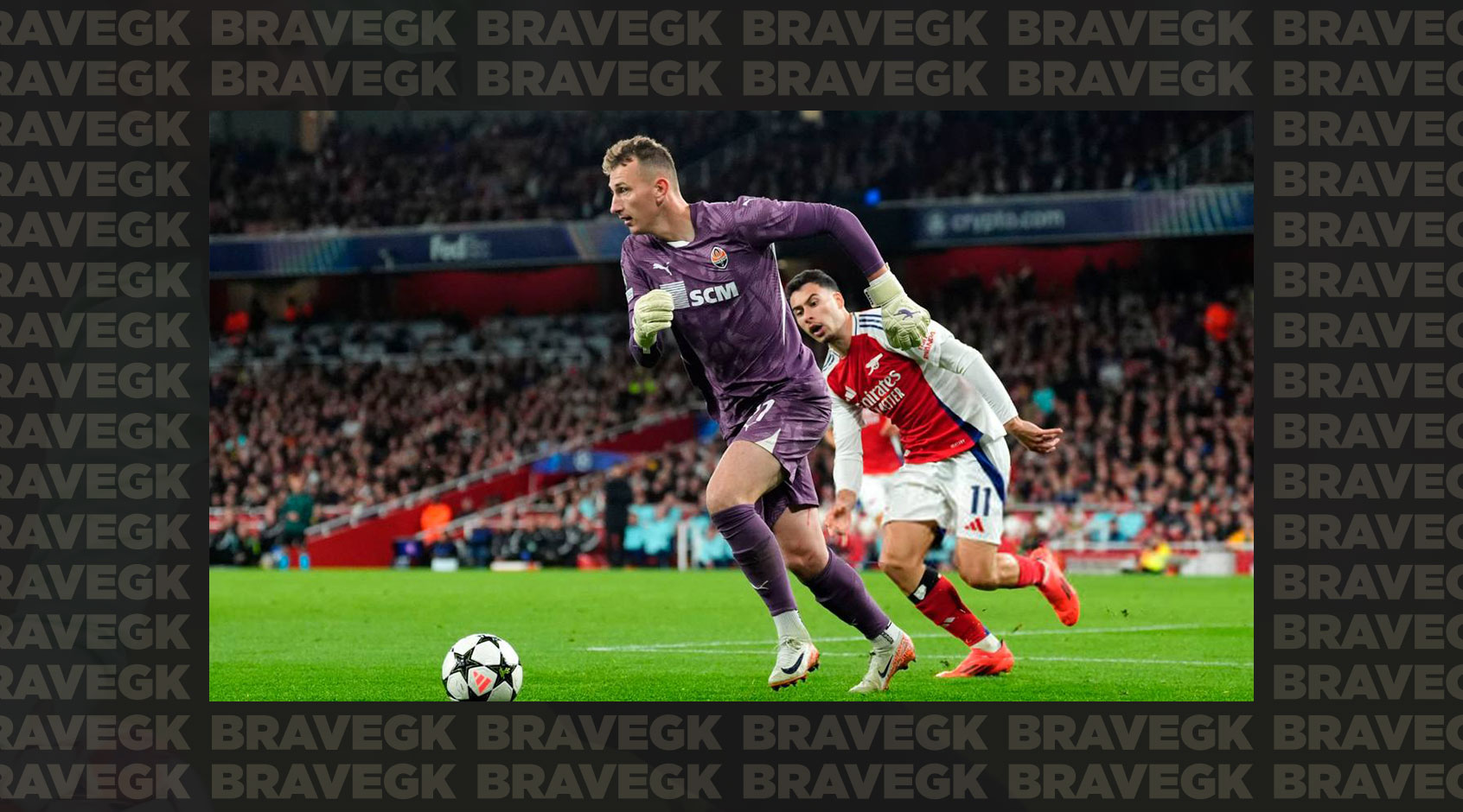Riznyk saves a penalty in the Champions League wearing Brave GK Diamond Purple gloves-Блог Brave GK
